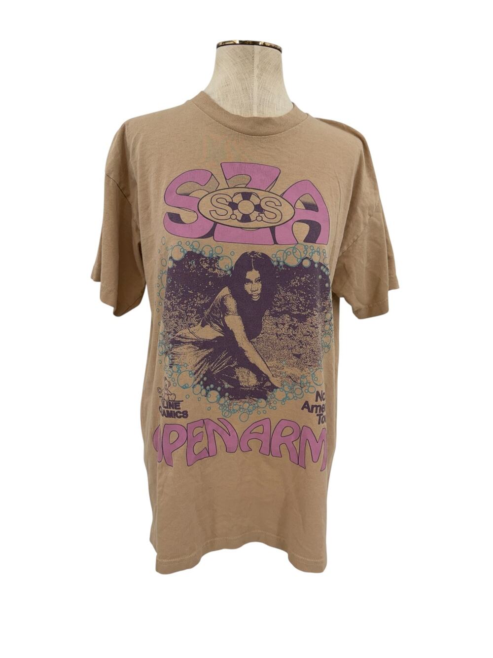 Online Ceramics x SZA SOS Open Arms North American Tour T-Shirt Tan Large